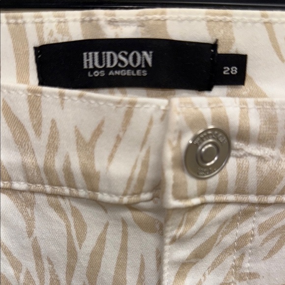 Hudson Distorted Zebra Holly Jeans Straight Leg Stretch Cream Tan Hi Rise Sz 28 - Picture 11 of 16